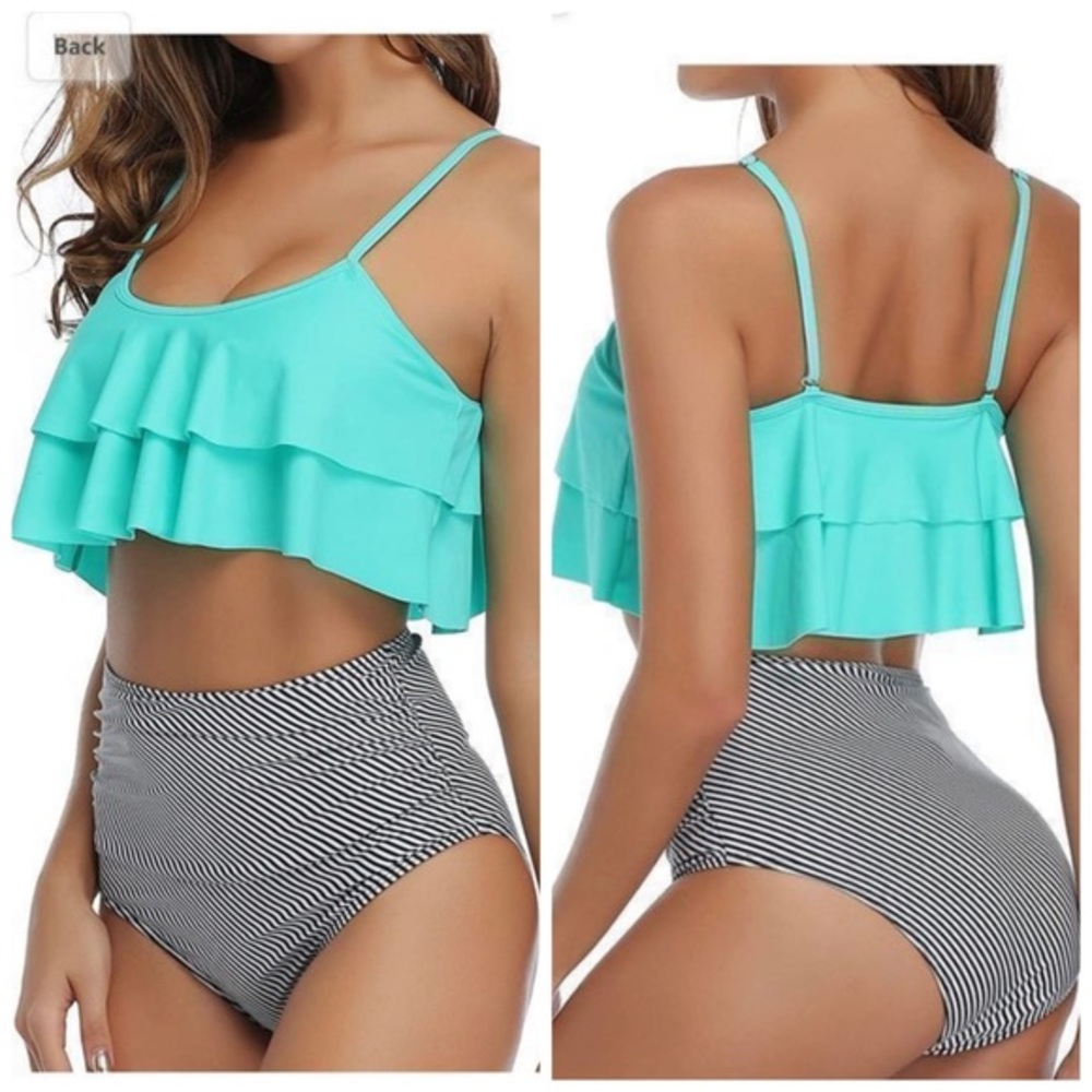 Tempt Me Women Two Piece Swimsuits High Waisted Bikini Tummy Control Size Large